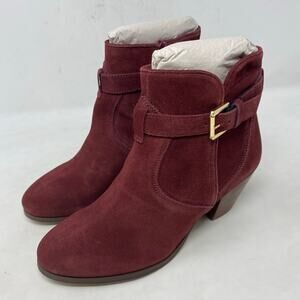Diba Womens Sleek Bootie Burgundy Suede Ankle Boots Size 7.5